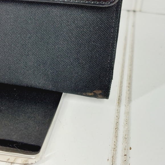 Ralph Lauren Women's Black Leather & Canvas Checkbook Wallet Clutch 0478 - Picture 4 of 12